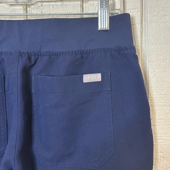 Figs Blue Scrub Pants with Elastic Waistband and Tapered Legs - Picture 6 of 8